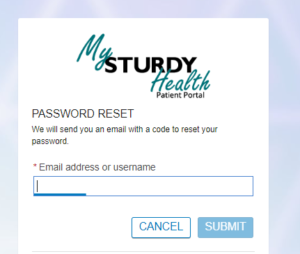 sturdy memorial patient portal Password reset