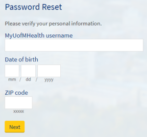 U of M Patient Portal password patient
