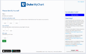 Duke Patient Portal sign up