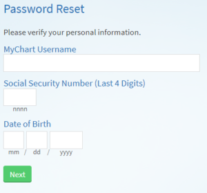 CHI Patient Portal password reset